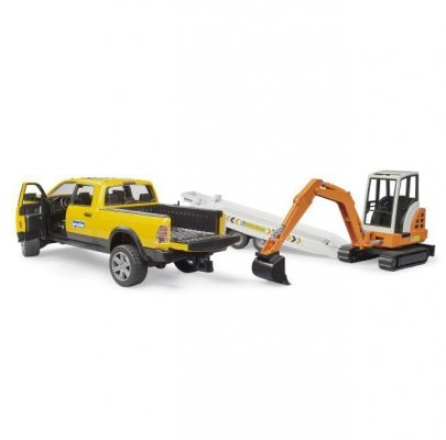 BRUDER Auto Dodge RAM 2500 Service z przyczepką i mini koparką