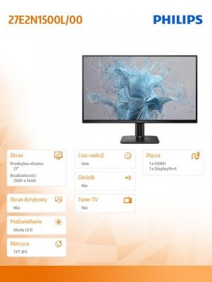 Philips Monitor komputerowy  27E2N1500L 27 cali IPS 75Hz HDMI DP