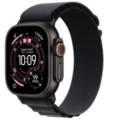 Apple Watch Ultra 3 GPS + Cellular, koperta 49 mm z tytanu w kolorze czarnym, opaska Alpine w kolorze czarnym - rozmiar M