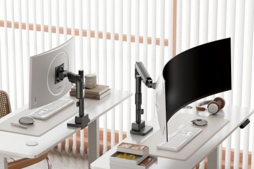Digitus Ramię biurkowe pojedyncze z zaciskiem i sprężyną gazową 1x LCD max. 57" 27kg, VESA: 75x75, 100x100, czarne
