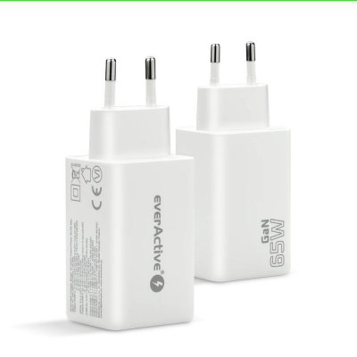 everActive Ładowarka sieciowa GAN QC 4+ 65W 1XUSB 2XUSB-C biała SC-655Q
