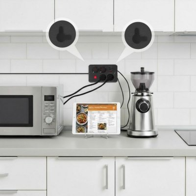 Maclean Listwa zasilająca MCE392 B, 4 gniazda 3xUSB, 110-240V AC 50/60Hz, 2.1A max 2500W, 1,5m czarna