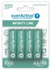 everActive Akumulatory R6/AA 1100 mAH, blister 4 SZT. INFINITY LINE, technologia ready to use 
