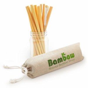 BAMBAW, Ekologiczne słomki bambusowe wraz ze szczoteczką do czyszczenia, 14 cm x 12 szt.