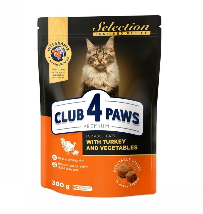 Club4Paws Selection Indyczka z Warzywami 300g  Sucha karma dla kotów