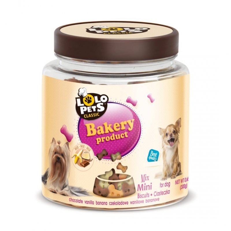 Lolo Pets Classic Ciastka Mini mix 300g w słoiku Przysmak dla psa