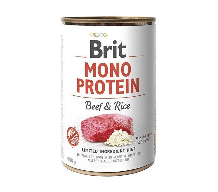 Brit MonoProtein Beef&amp;Rice 400g puszka Wołowina z Ryżem Mokra karma dla psów