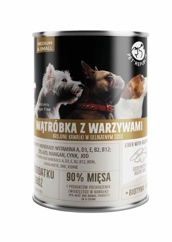 Pet Republic Wątróbka z Warzywami kawałki w sosie 400g puszka Mokra karma dla psa