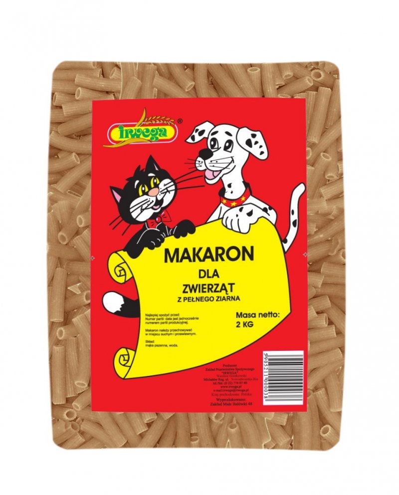 Irwega Makaron rurka dla psa Pełnoziarnisty 2kg