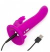 Wibryjący strapon- Happy Rabbit Rechargeable Vibrating Strap-On Harness Set Purple