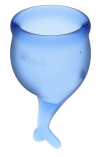 Kubeczki menstruacyjne Feel Secure 2 sztuki - 15 ml + 20 ml - ciemnoniebieskie