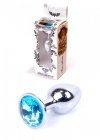 BossSeries Korek Analny-Jewellery Silver PLUG- Light Blue