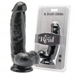 GET REAL Dildo-COCK 6 INCH W/ BALLS BLACK 18CM
