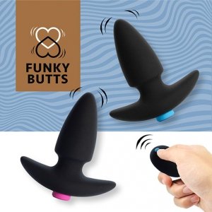 FeelzToys 2 Wibrujące Korki dla Par+Pilot - FunkyButts Remote Controlled Butt Plug Set for Couples