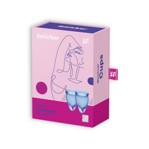 SATISFYER Kubeczki menstruacyjne Feel Confident 2 sztuki - 15 ml + 20 ml - ciemnoniebieskie