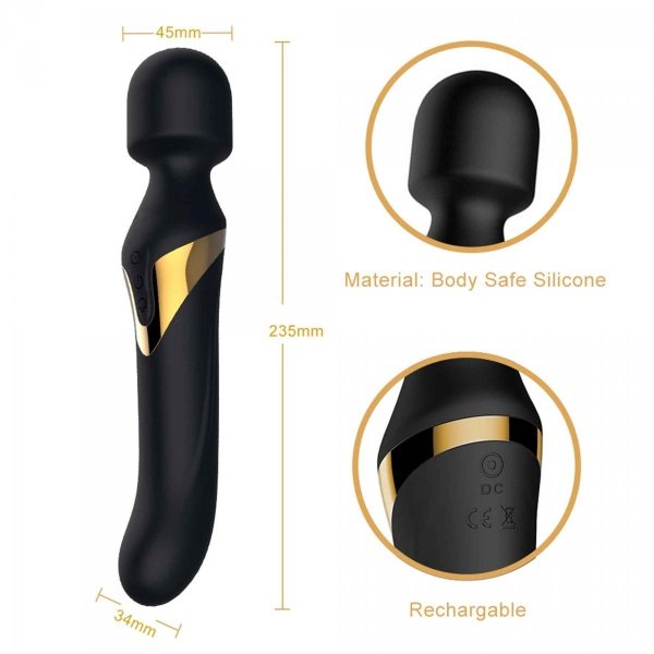 Wibrator Wand Masażer Dual Orgasms Black Gold Marc Dorcel