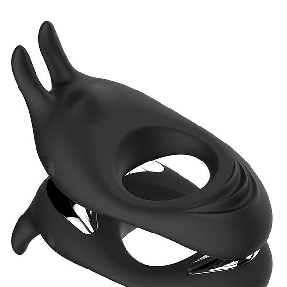 FeelzToys Wibrujący Pierścień na Penisa - Zeus Dual Vibe Cockring Zwart