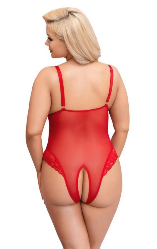 Cottelli Collection Kuszące Body - Crotchless Body red 2XL