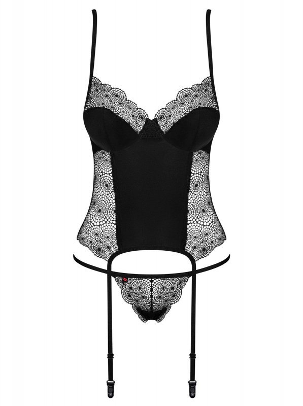 Bielizna - gorset i stringi czarny  S/M