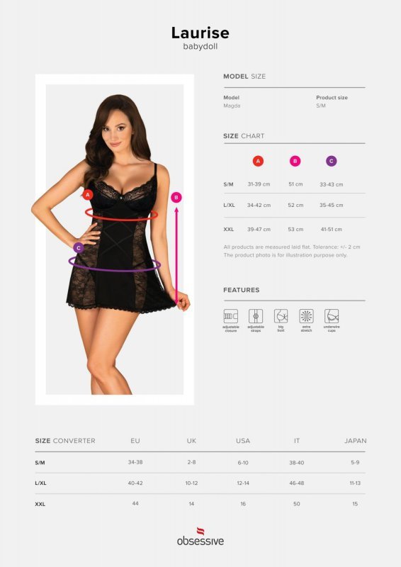 Bielizna-Laurise babydoll i stringi   S/M