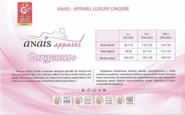 ANAIS Amysa black chemise L+ (czarna halka) XL/XXL
