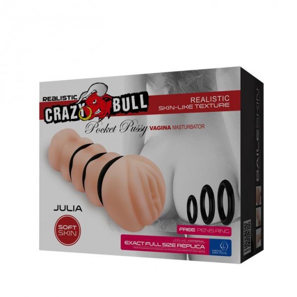 CRAZY BULL - JULIA, Pocket Pussy VAGINA-Sztuczna Pochwa