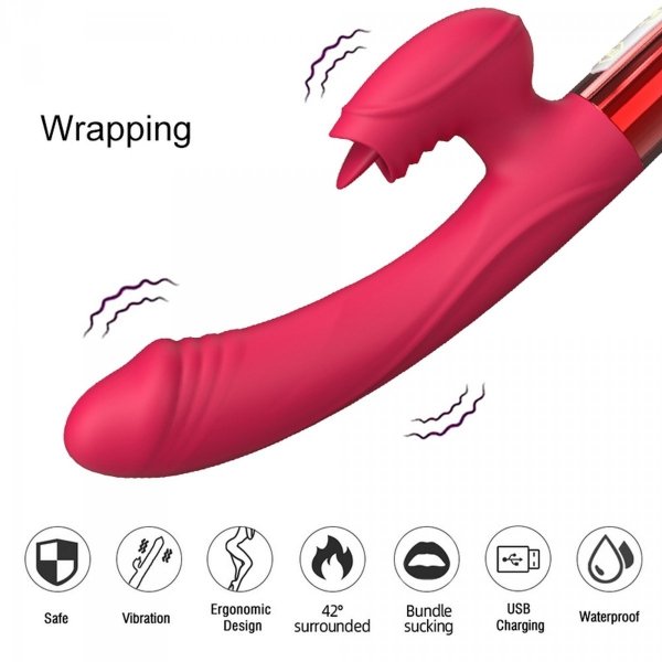 FOX Wibrator Króliczek Podgrzewany-Silicone Vibrator USB, 10 vibration modes, Heating