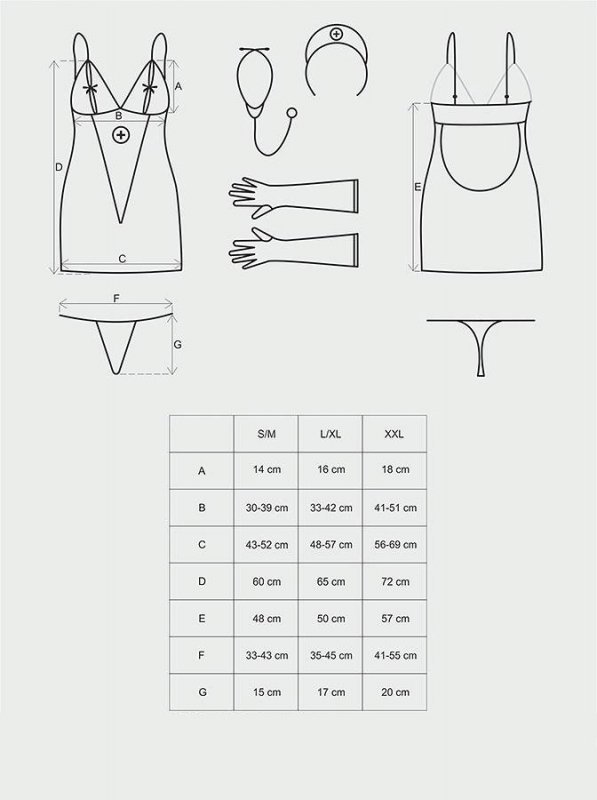 Medica sukienka kostium 5-części + stetoskop L/XL