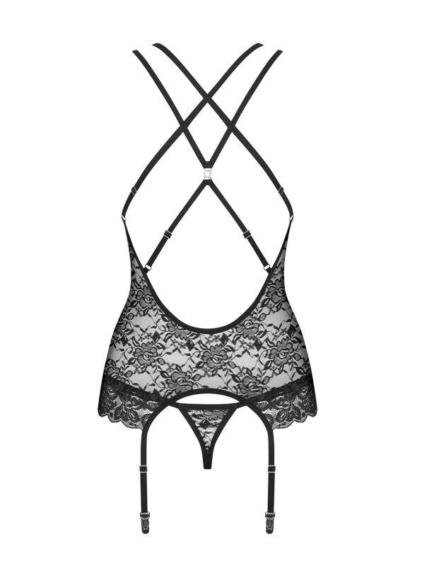 Obsessive 860-COR-1 gorset i stringi czarny XXL