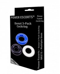 Ring-Donut Cockring 3 Pack-3 colors blue/clear/black