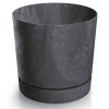 Blumentopf Blumenkübel Rund Beton Effect mit Untersetzer - 400 Anthrazit