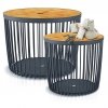 Beistelltisch Korbtisch mit Holzplatte Tisch 100L