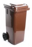 Mülltonne Müllbehälter Behälter  mit Deckel 2 Rad - 120L Braun