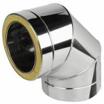 Edelstahl Ofenknie Bogen doppelwandig isoliert 90° - 150/220mm Ø