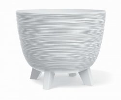 Blumentopf Pflanzschale Blumenkübel mit Füßen Pflanztopf Pflanzkübel Riffel -  ⌀39,5cm Weiß