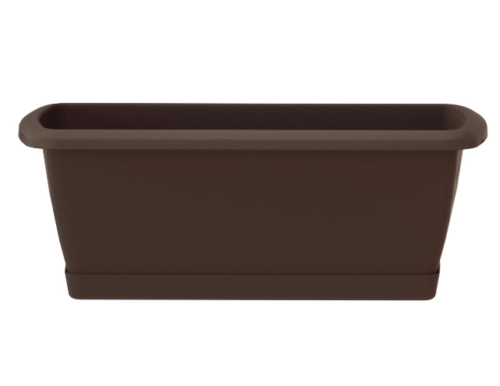 Balkonkasten Geländerkasten Blumentopf Respana Set 600 braun + Plastikhalterungen