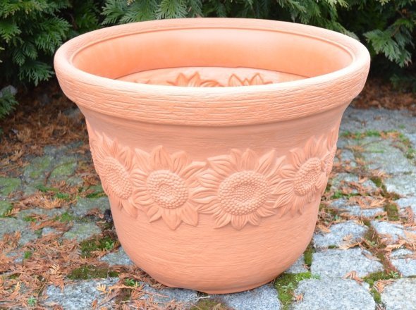 Blumentopf Pflanztopf Massiv sunny 46 terrakotta mit Untersetzer 