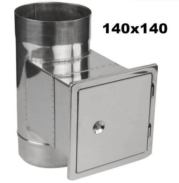 Edelstahl Schornstein Kamin - Reinigungselement mit Tür 140x140 150mm