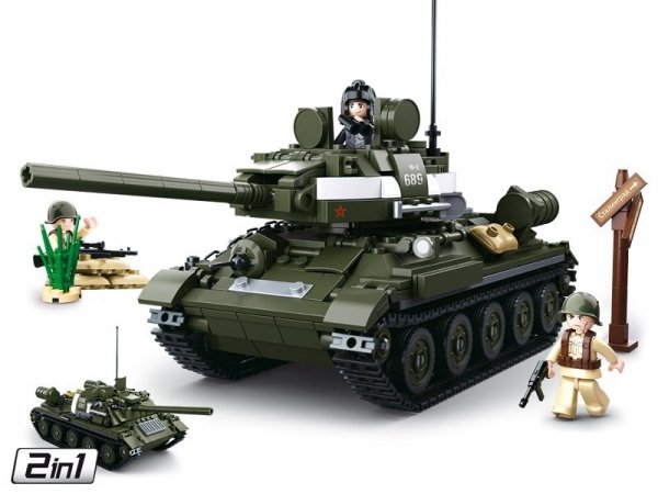 Klemmbausteine Spielbausteine Militär Army Soldaten - Panzer Tank T-34 und Selbstfahrlafette SU-85 2in1 G119868 