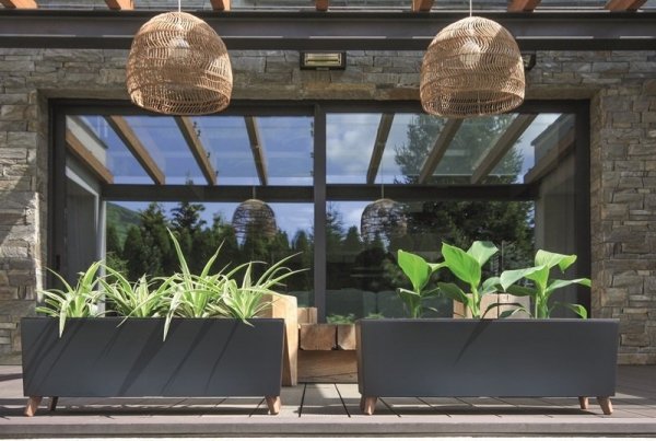 Blumenkasten Blumenkübel mit Füßen Pflanzkübel Case N Übertopf 77cm - Anthrazit