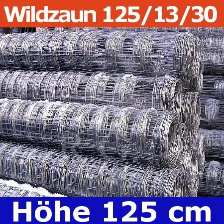Wildzaun Forstzaun Weidezaun 125/13/30 50 Meter