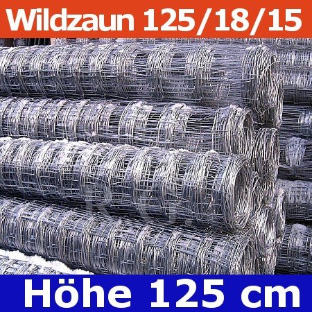 Wildzaun Forstzaun Weidezaun 125/18/15 50 Meter