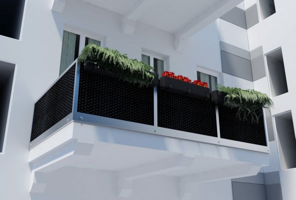 Sichtschutzmatte Balkonblende Balkonverkleidung Zaunblende Rattan - 110 cm Grau