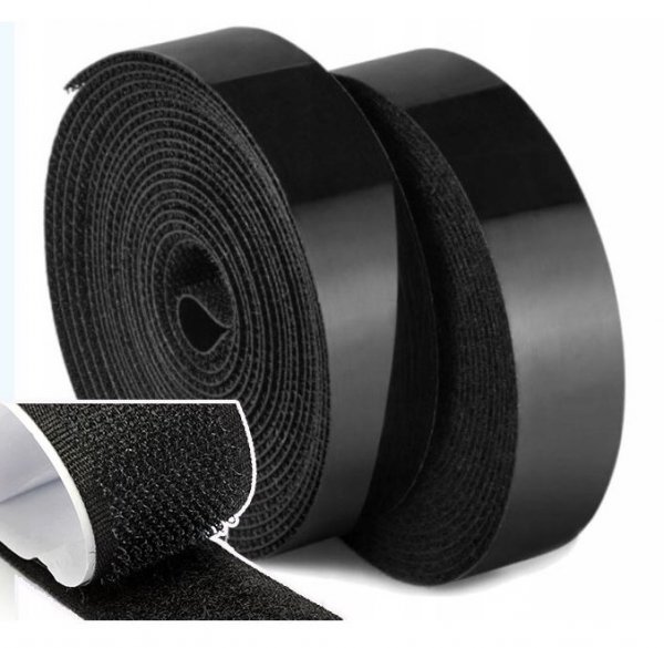 Klettverschluss Klettband Haken und Flauschband selbstklebend 20mm Schwarz - 25m 