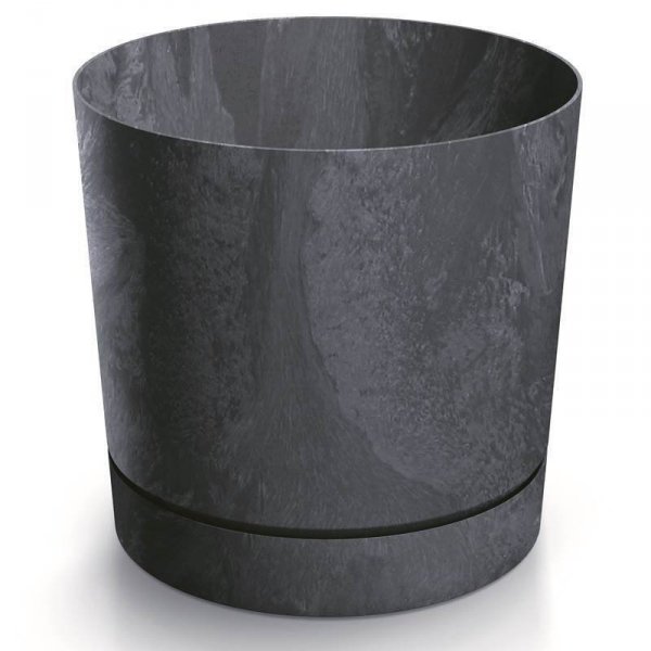 Blumentopf Blumenkübel Rund Beton Effect mit Untersetzer - 400 Anthrazit