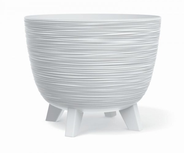 Blumentopf Pflanzschale Blumenkübel mit Füßen Pflanztopf Pflanzkübel Riffel -  ⌀39,5cm Weiß