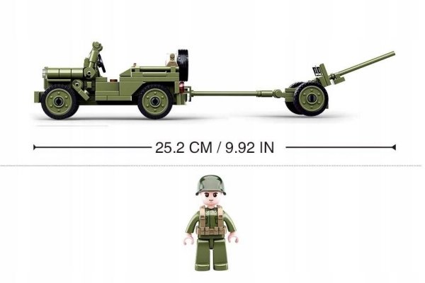 Klemmbausteine Spielbausteine Spielset Militär Bausatz - Auto Jeep mit Feldhaubitze  G158018 