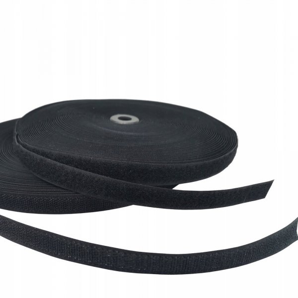 Klettverschluss Klettband Haken und Flauschband zum Aufnähen Nähen Schwarz - 25m 25mm 