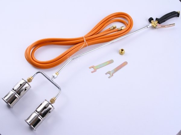 Gasbrenner Unkrautvernichter Gaslötgerät Dachbrenner 2 Flammen + Adapter