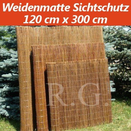 Weidenmatte Sichtschutz Rollzaun 120 cm x 300 cm